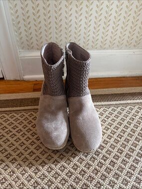 The Sak Taupe Suede Ankle Boots with Crochet Shaft